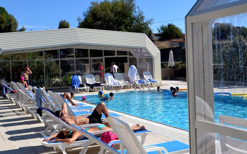 Couverture abri piscine haut télescopique 5 pans ouvrables