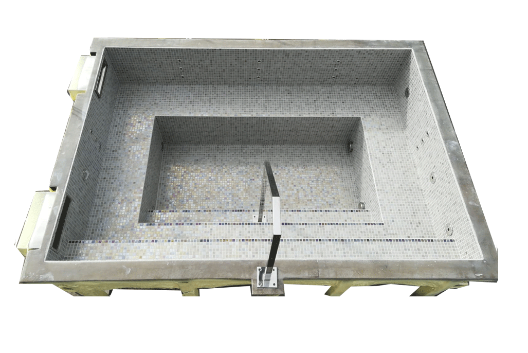 Spa rectangulaire skimmer carrelage